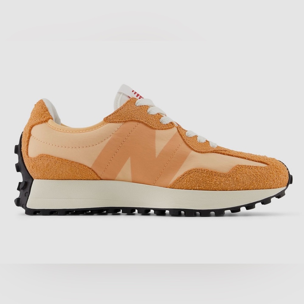 New Balance brown and orange 327 sneakers